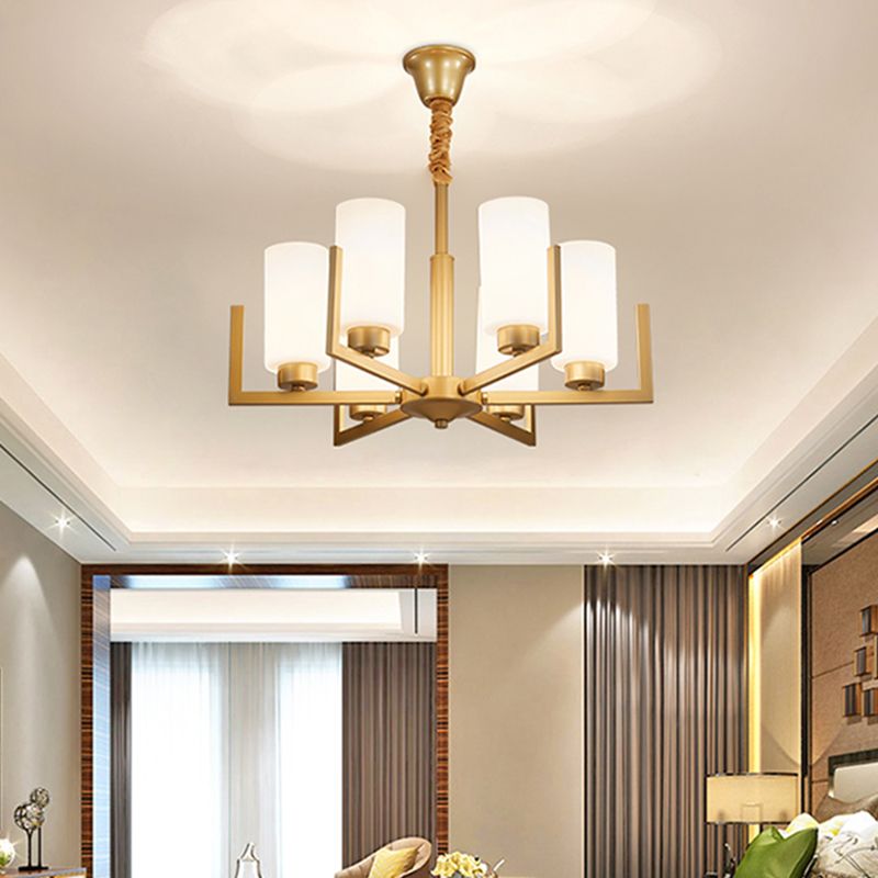 Modern Cylinder Chandelier Glass Multi Light Hanging Light for Bedroom