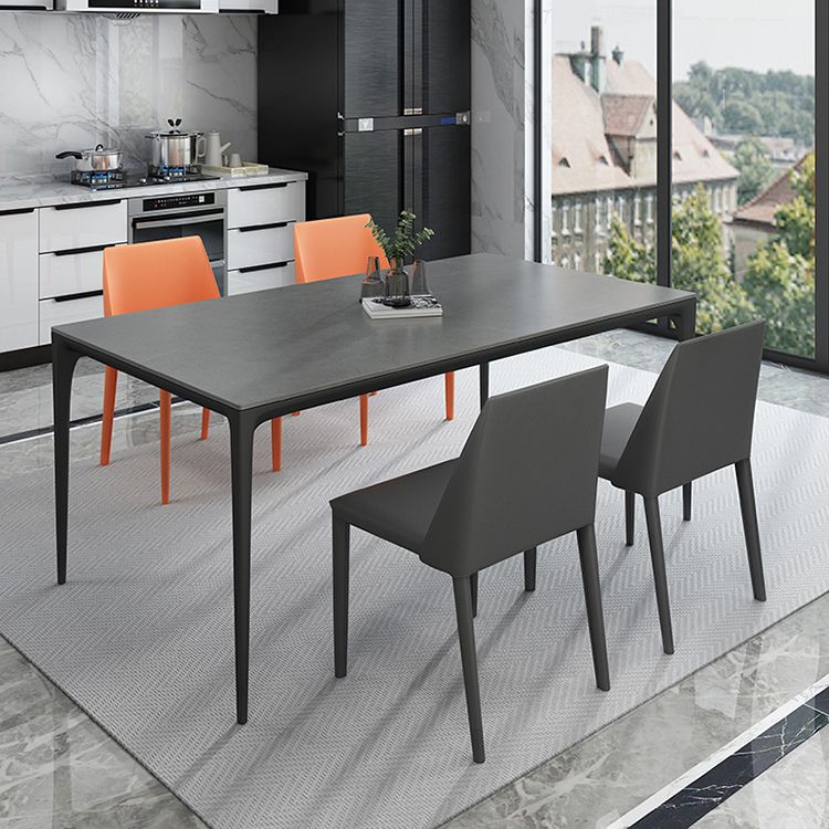 Mesa de comedor de piedra sinterizada estilo moderno Mesa rectangular con base de 4 patas