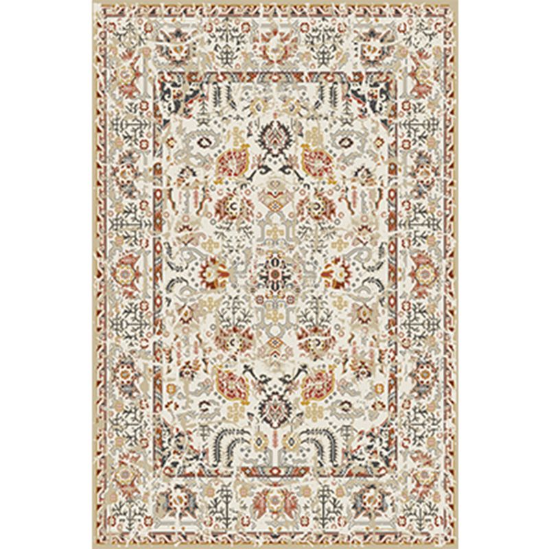 Solid Color Floral Printed Rug Polyester Antique Carpet Stain Resistant Rug for Living Room