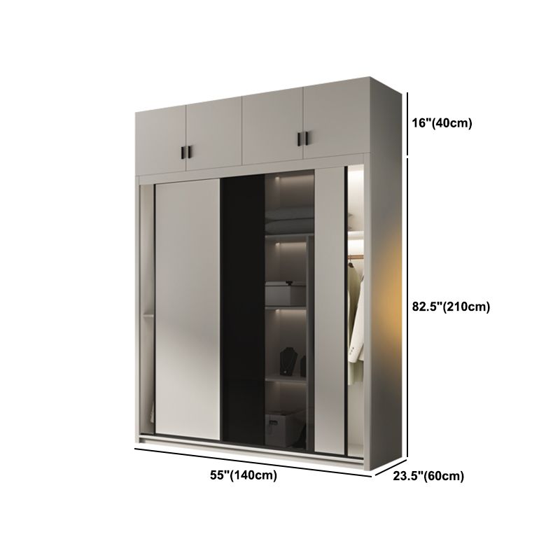 Contemporary Style Wood Wardrobe White Colour Wardrobe Closet with Sliding Door