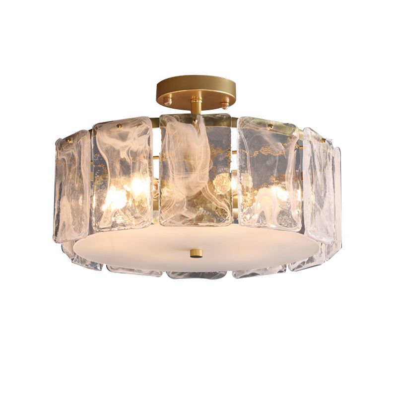 Contemporary Ceiling Lamp Simple Flush Mount Light Fixture with Glass Shade for Bedroom