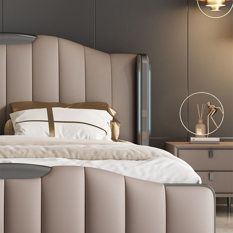 Glam Pine Wood with Headboard Camelback Panel Mattress Included Bed Frame