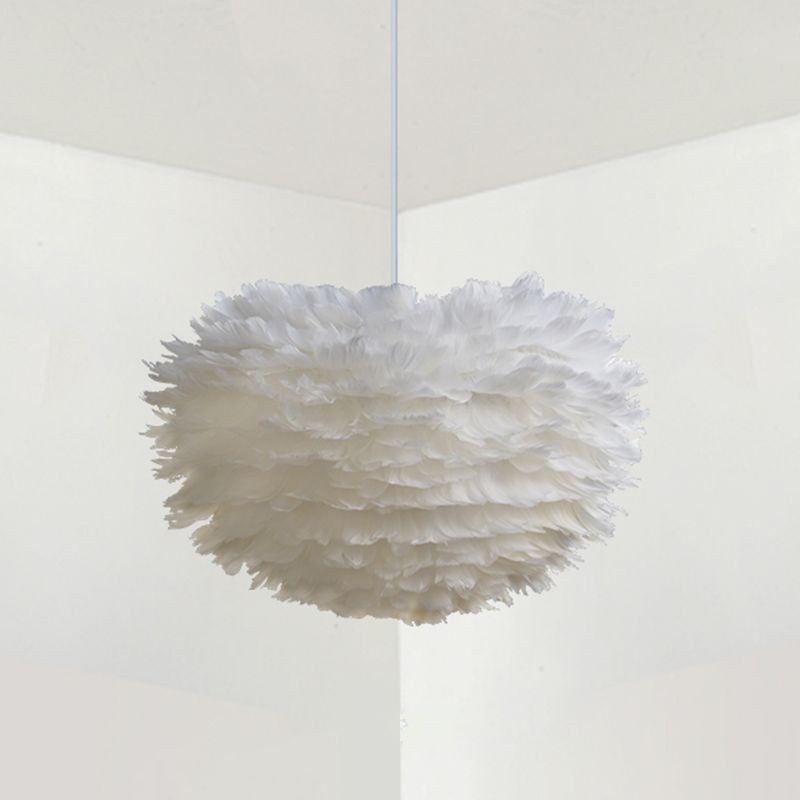 Lampada lampadinale Globe moderni lampadario a lampadario bianco multipla con tonalità di piuma