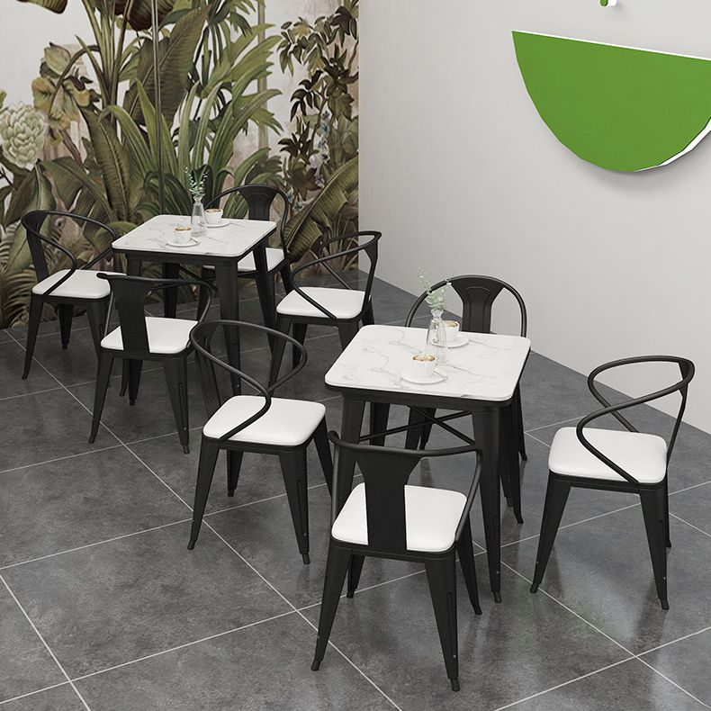 Black and White Dinette Set 1/2/3/5 Pieces Modern Stone Dining Table Set