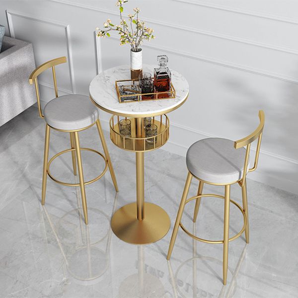 42-inch Height Cocktail Bar Table Modern Metal Base Bar Height Storage Table