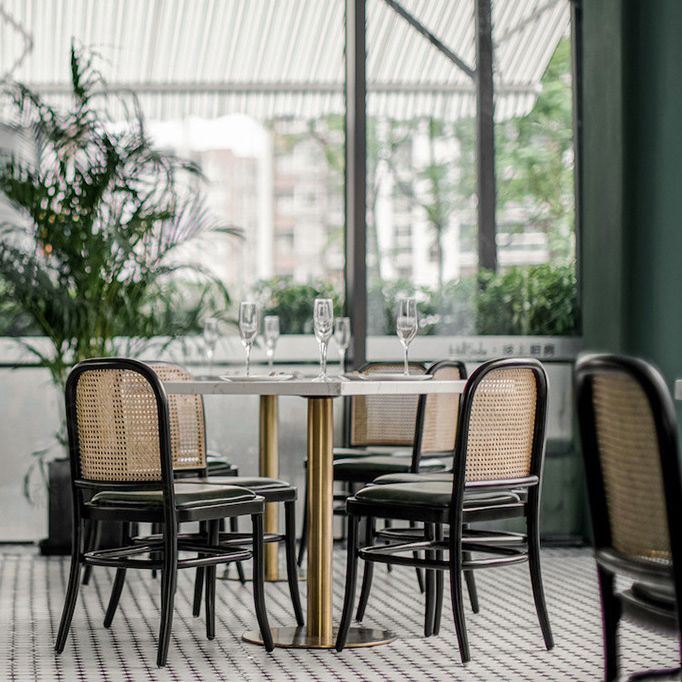 Contemporary Metal Kitchen Dining Side Chair Open Back Dining Side Chair