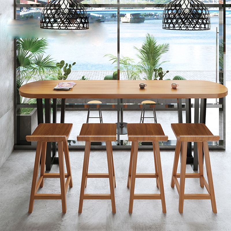 Industrial Style Bar Table Rectangle Solid Wood Bistro Bar Desk for Indoor