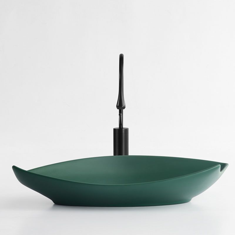 Modern Bathroom Sink Porcelain Specialty Vessel Bathroom Sink with Pop-Up Drain