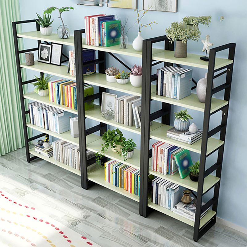 Contemporary Metal and Wooden Shelf Bookcase Open Book Shelf for Study Room