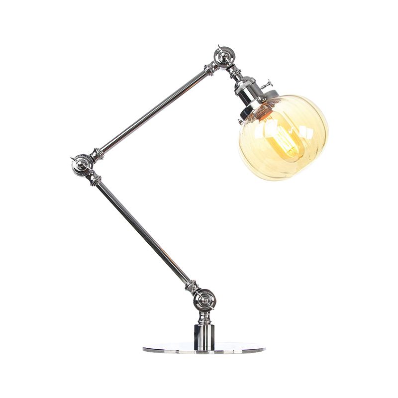 Éclairage de table globale en verre ambre / transparent vintage élégant 1 lampe de table finale noire / bronze claire pour chambre à coucher