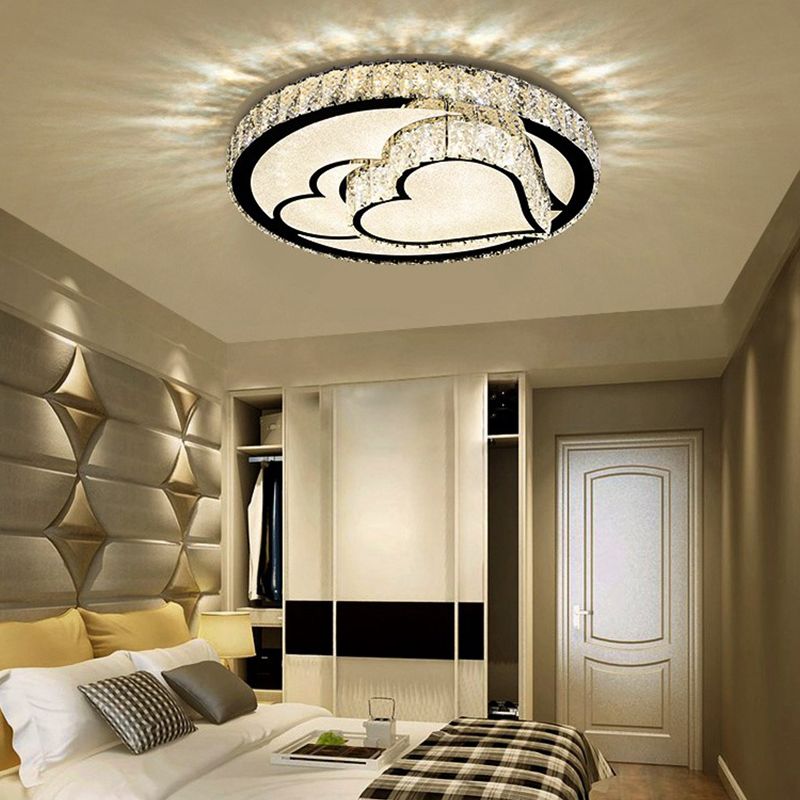 Circle Bedroom Ceiling Light Crystal LED Modern Flush Mount Ceiling Lamp Fixture