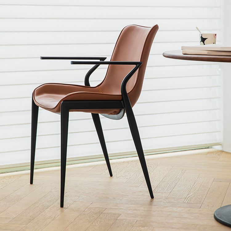 Industrial Style Arm Chair Faux Leather Dining Arm Chair for Living Room