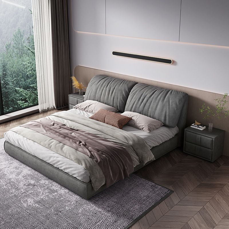 Glam Solid Wood Mattress Included Rectangular Panel Upholstered Headboard Bed