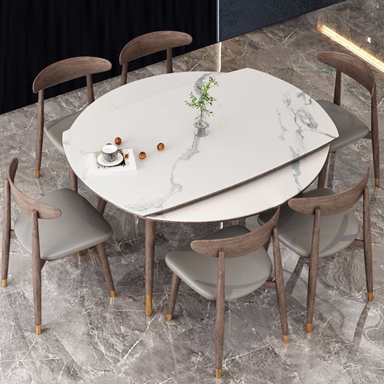 Modern Dining Set 1/4/7 Pieces Folding Dining Table with Open Back Dining Side Chairs