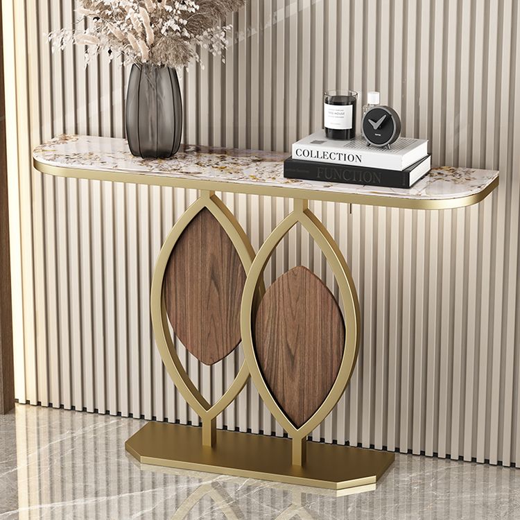 Glam Console Accent Table Antique Finish Half Moon Console Table