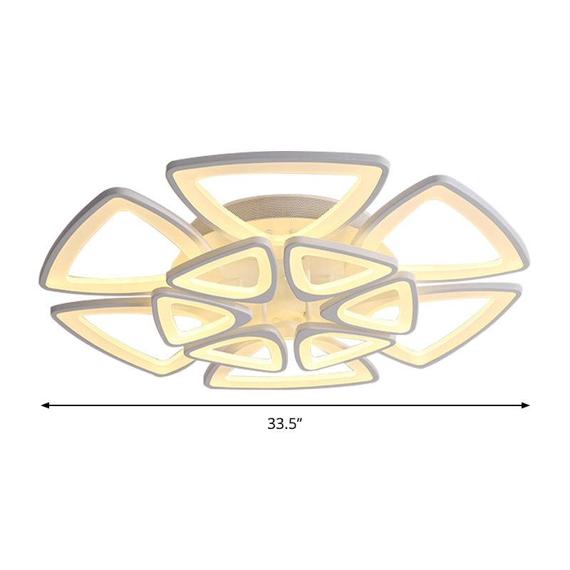 Acrylic Triangle LED 5/6/12-Head Flush Ceiling Light Simplicity 19.5"/29.5"/33.5" Wide Flush Mount in Warm/White/Natural Light