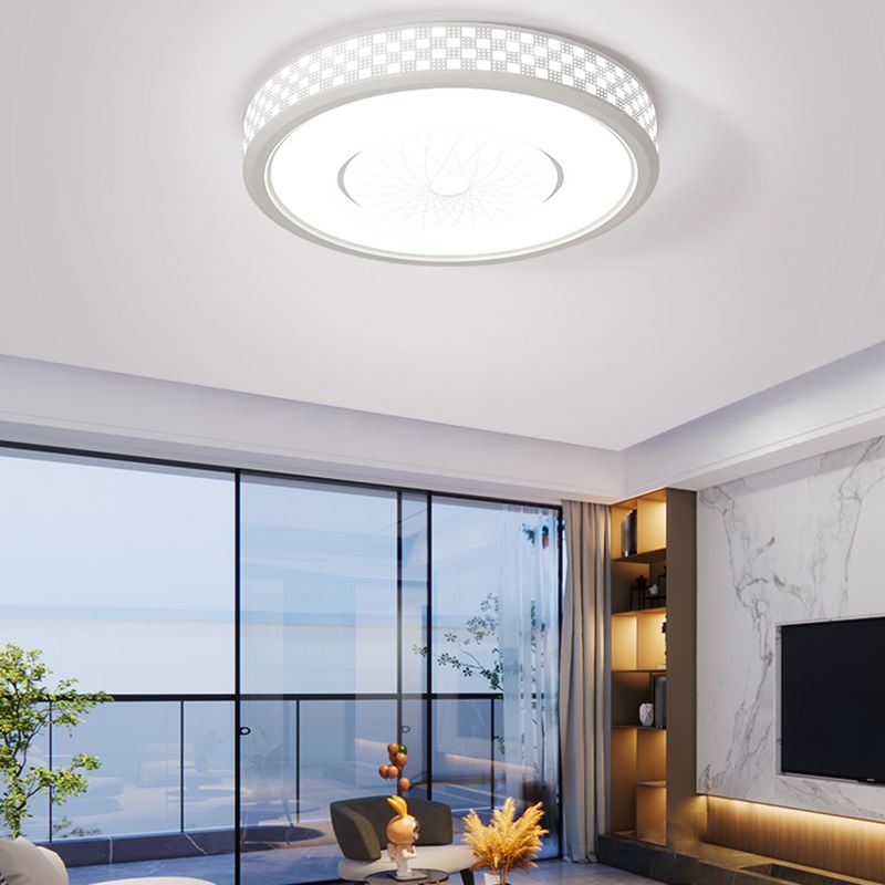 White Ceiling Light Fixture Modernism Round LED Flush Mount for Bedroom