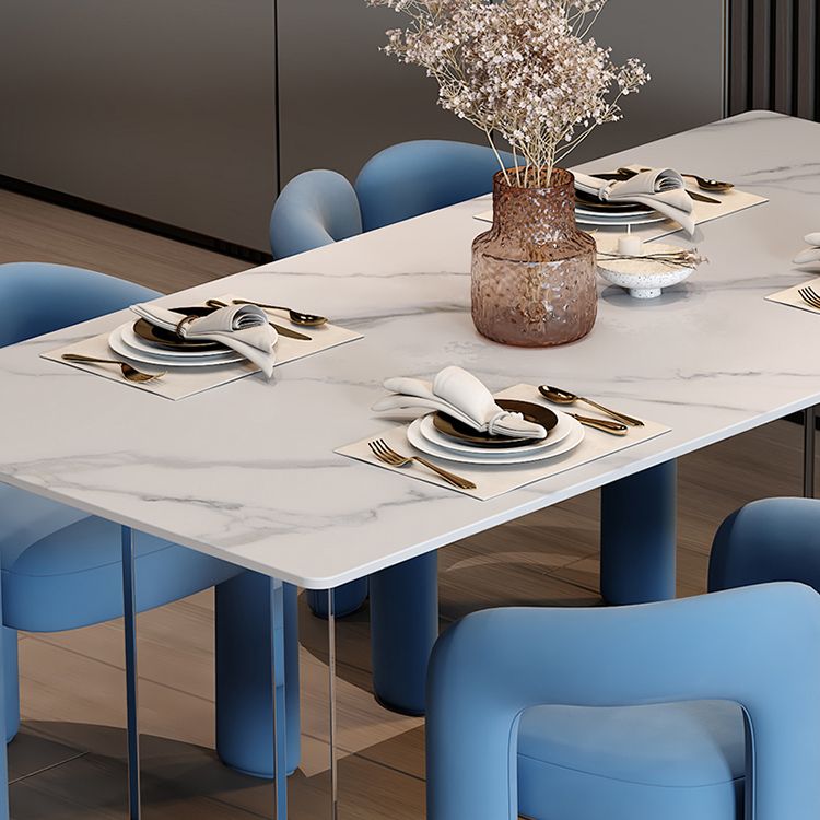 Sintered Stone Dining Table Modern Rectangle Dining Table with Acrylic Base for Home