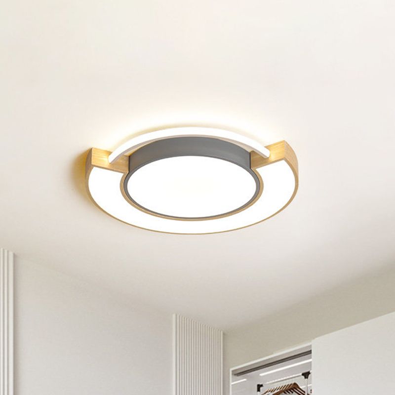 Runde LED-Deckenbeleuchtung aus Metall in Macaron-Grau/Grün, LED-Einbauleuchte in warmem/weißem Licht, 16,5"/20,5" Breite