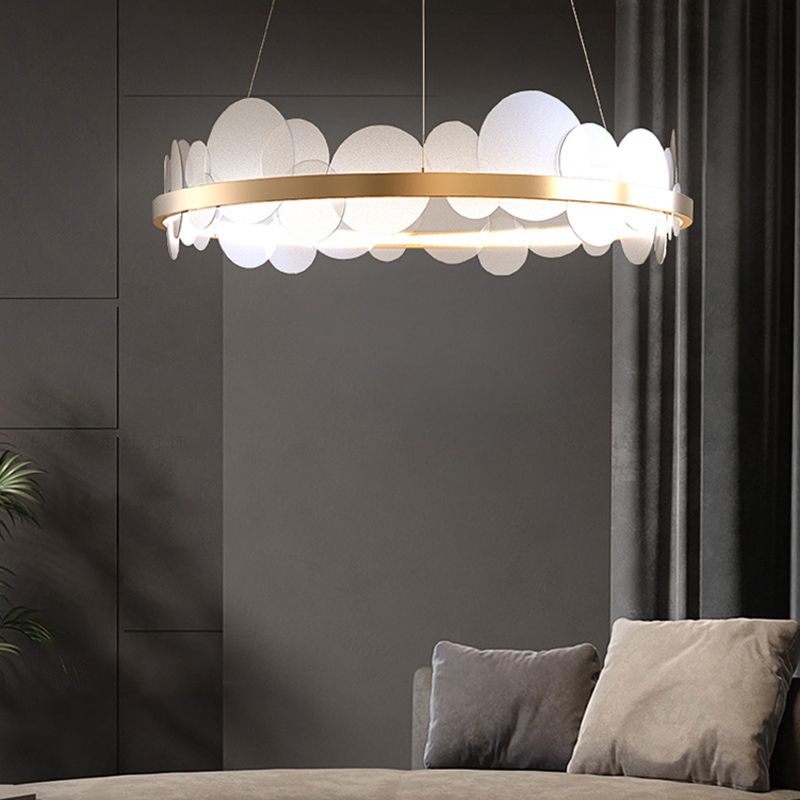 1-Light Suspension Light Modern Style Ring Shape Metal Acrylic Chandelier Light Fixtures