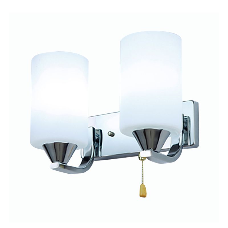 Cylindrical Shade Wall Lamp Modern White Glass Bedroom Sconce Light