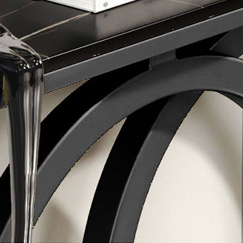 Modern Stone Console Sofa Table Metal Rectangle End Table for Hall