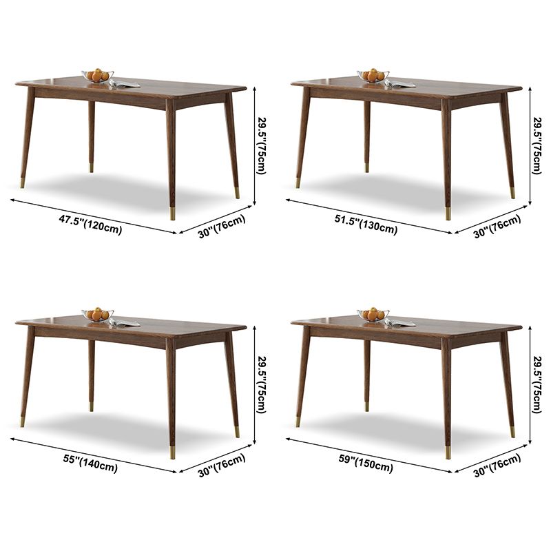 Contemporary Standard Brown Dining Table Solid Wood Rectangle Dining Table for Kitchen