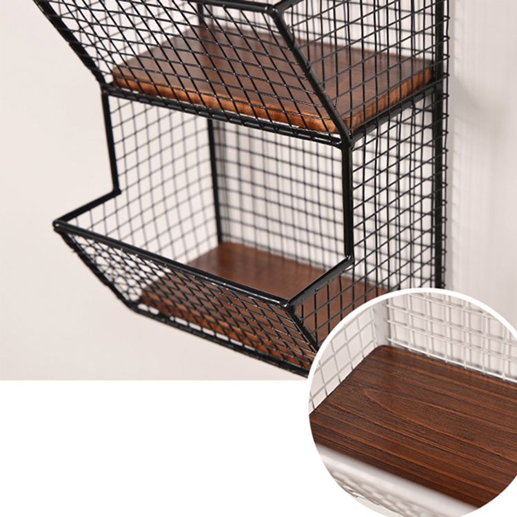 3/4-Shelf Industrial Wall Unit Bookshelf Iron Frame Pine Wood Bookshelf