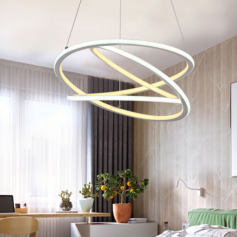 Luz de techo espiral simple lámpara acrílica Led Living Chandelier Costilier en luz cálida/blanca/natural