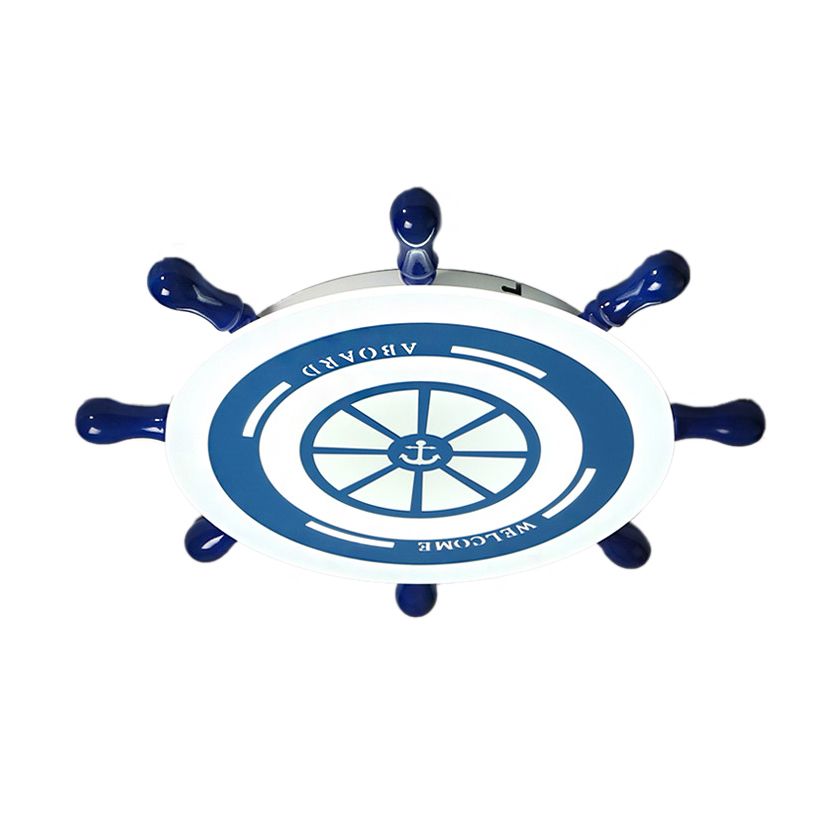 Rudder Flush Mount Lighting Kids Acrylique LED Blue Ceiling montés Fixture for Bedroom, Warm / White Light