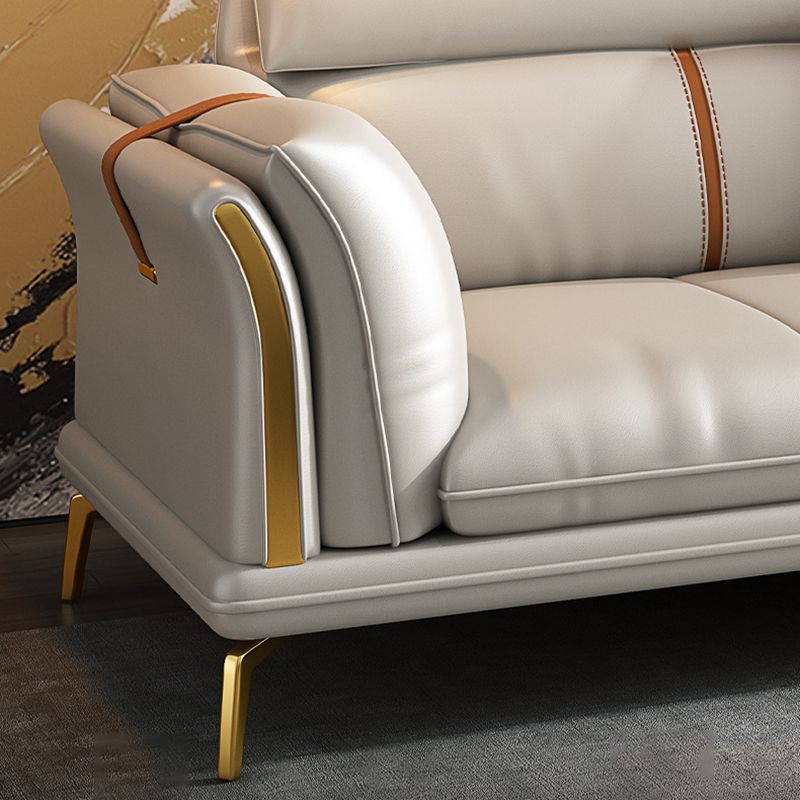 35.43" High Flared Arm Sectional Faux Leather Sectional with 3 Pillows