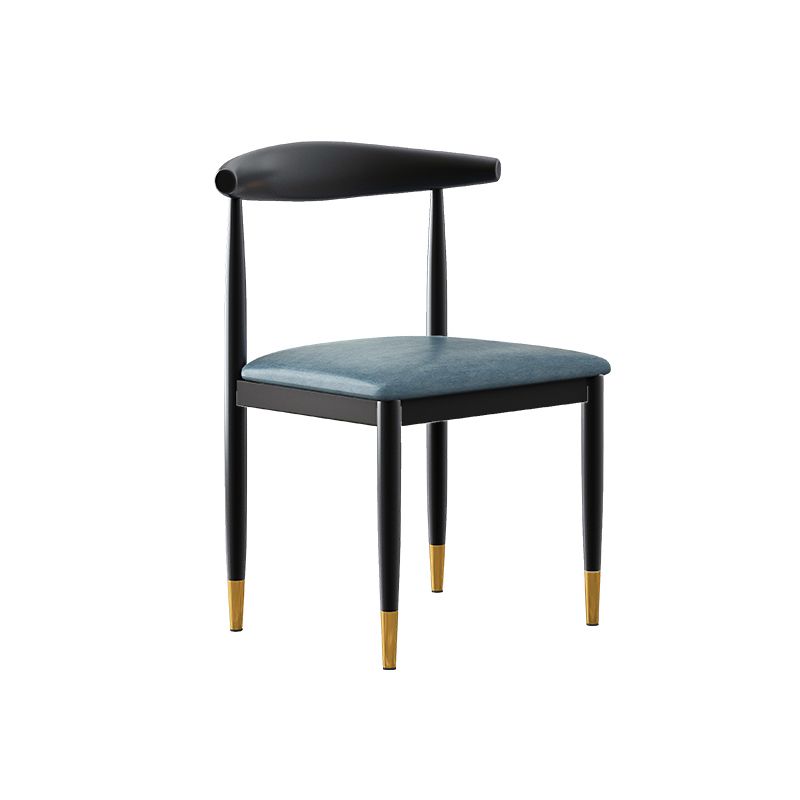 Contemporary Metal Side Chair Restaurant Armless Cow Horn Open Back Dining Side Chair