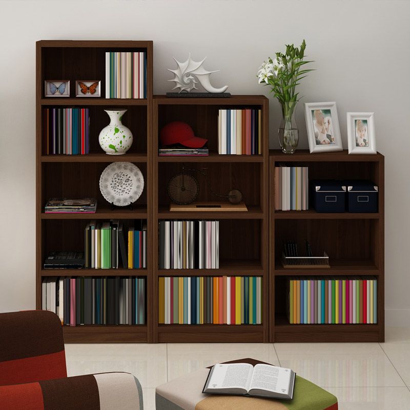 9.65"W Bookcase Contemporary Style Closed Back Brown Bookshelf for Home Office