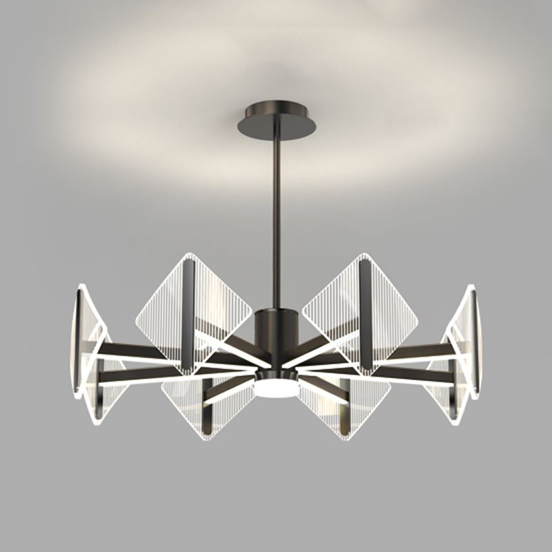 Creative Acrylic LED Chandelier Modern Style Pendant Light in Black for Bedroom