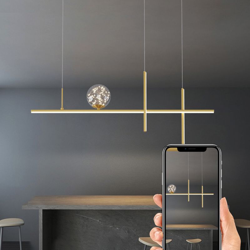 Linear Island Lights Modern Pendant Chandelier Metal 4 Light Island Lights