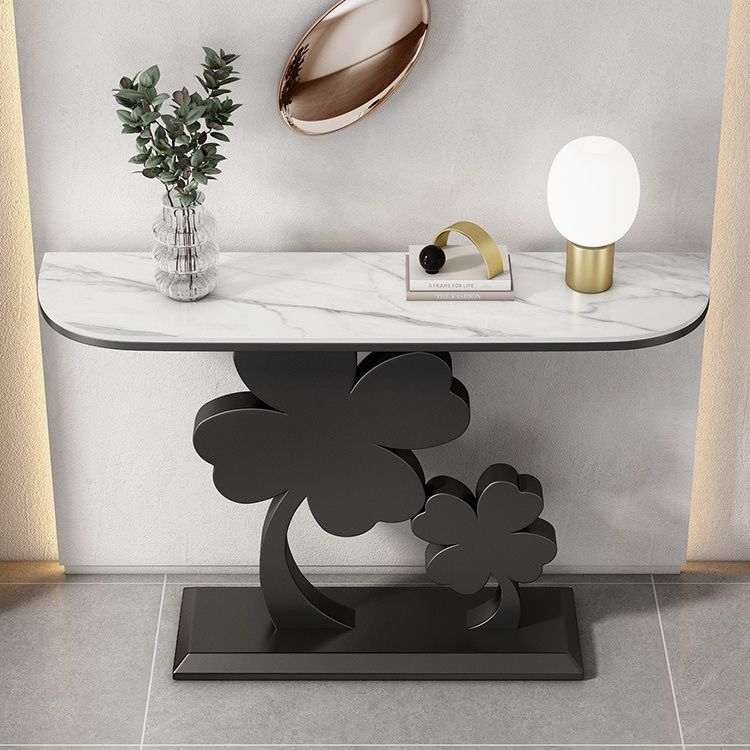 Glam Half Moon Console Table Scratch Resistant Accent Table for Hall
