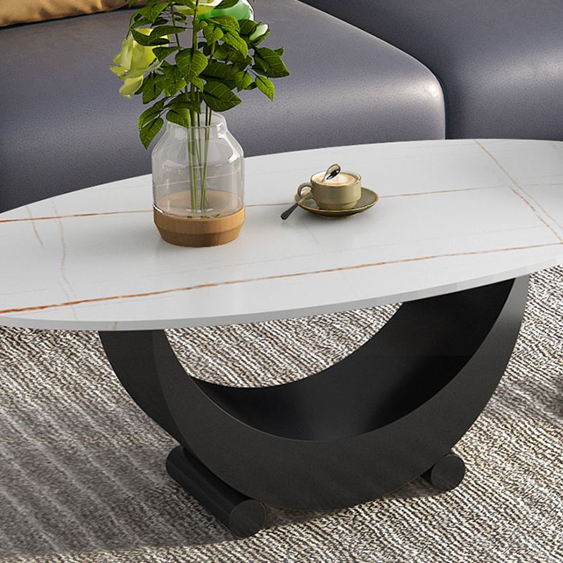 2 Piece Nesting Tables Oval Minimalist Modern Coffee Table Set