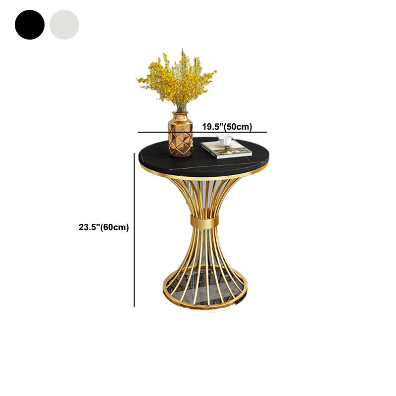 Round Minimalist Side End Table Gold Pedestal Sofa Corner Table