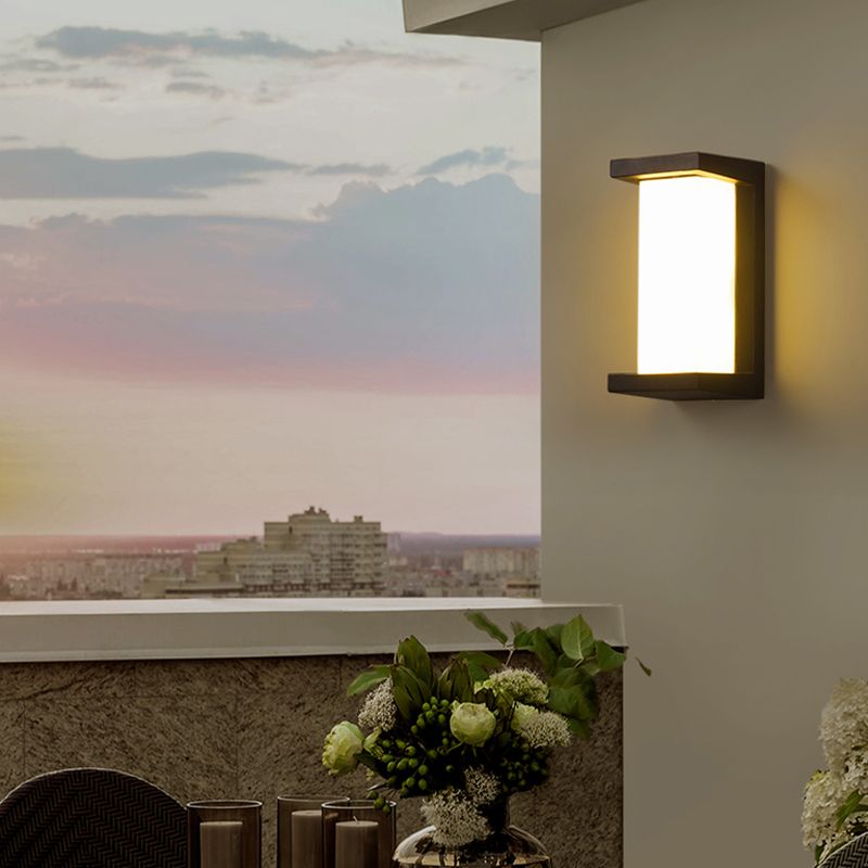 Metal Modern Wall Sconce Rectangle Shape Wall Light with Acrylic Shade for Courtyard