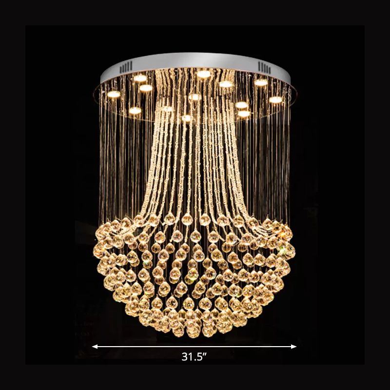 Crystal Mushroom Flush Mount Contemporary 13 Lights Flushmount Ceiling Lamp in Edelstahl