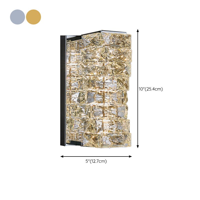 Metal and Crystal Wall Mounted Fixture in Clear LED Post Modern Cylinder Wall Lighting