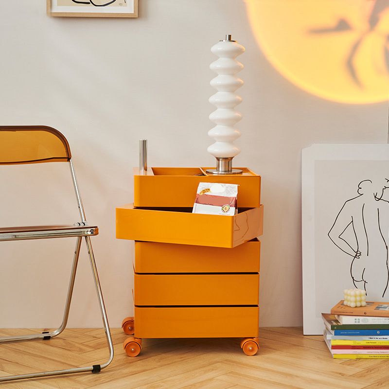 Scandinavian Plastic Night Table 28" Tall Removable Nightstand with Drawers