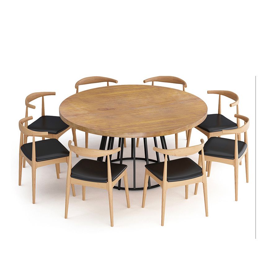 Modern 1/2/7 Pieces Dining Set Round Pine Wood Dining Table for Dining Room