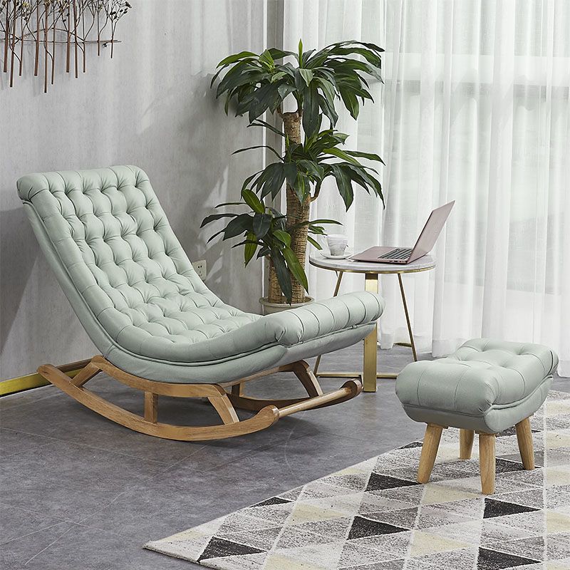 Fabric Rocker Chair Solid Color Contemporary Tufted Cushions Rocker Chair with Ottoman