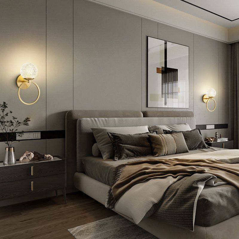 Modern Style Geometric Wall Mounted Lamps Glass 1 Light Wall Sconces in Gold