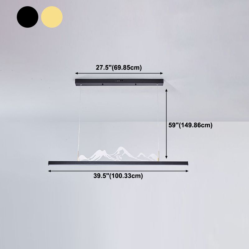 Modern Style Dining Chandelier Lamp Dining Room LED Long Strip Pendant Light Fixture