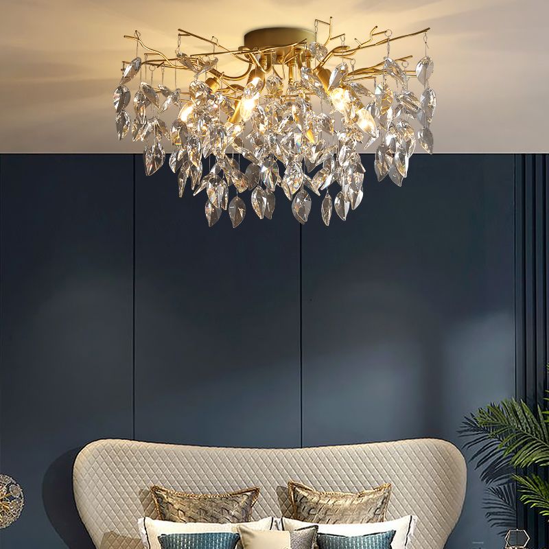 Modern Simple Crystal Ceiling Light Geometry Shape Ceiling Lamp for Bedroom