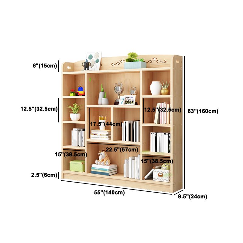 Scandinavian Natural Standard Bookshelf Pine Wood Vertical Bookcase