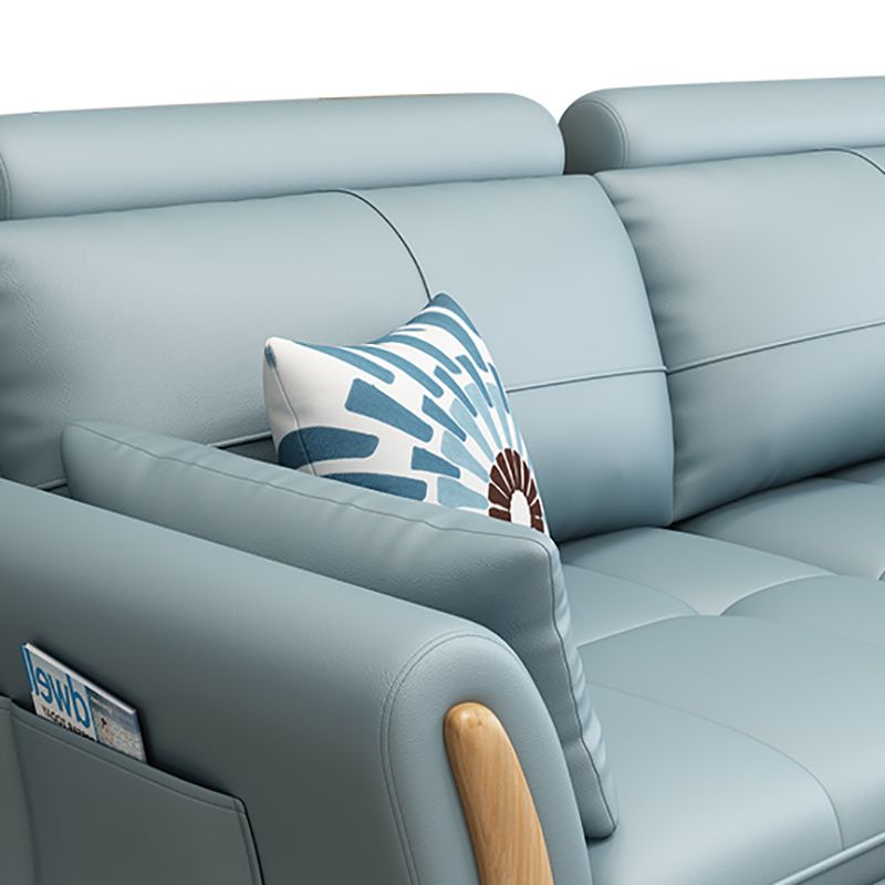 64"W Scandinavian Sectional Sofa Storage Leather Tufted Sectional