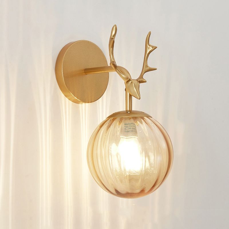 1-Light Ball Wall Lamps Modern Style Glass Wall Mounted Lights